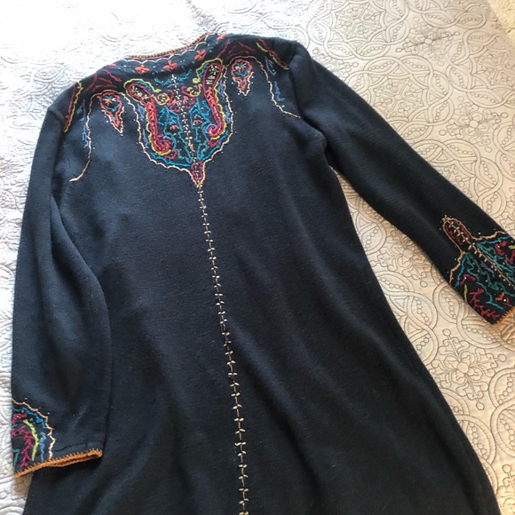 Coldwater Creek Black Cardigan with Colorful Embroidery - Picture 2 of 9
